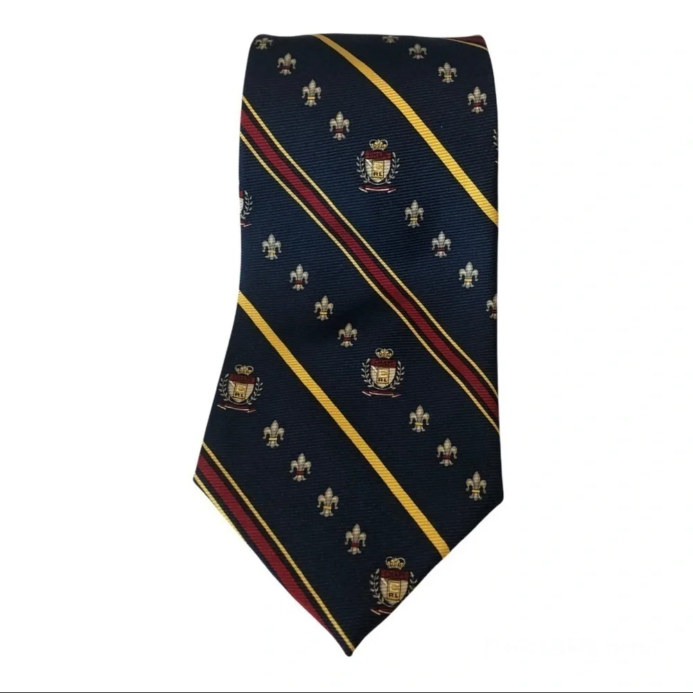Vintage‎ Chaps Ralph Lauren Navy Blue & Red Patterned Tie